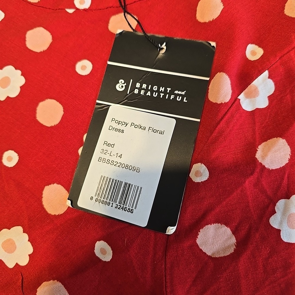 Red Polka Dot Midi Dress with Lace Trim - Picture 15 of 16
